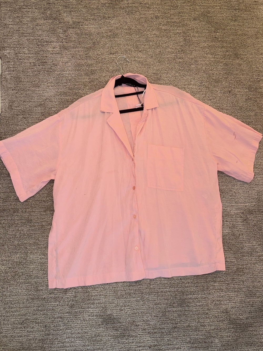 Zara Women’s Short-Sleeve Button-Down Shirt - Light Pink